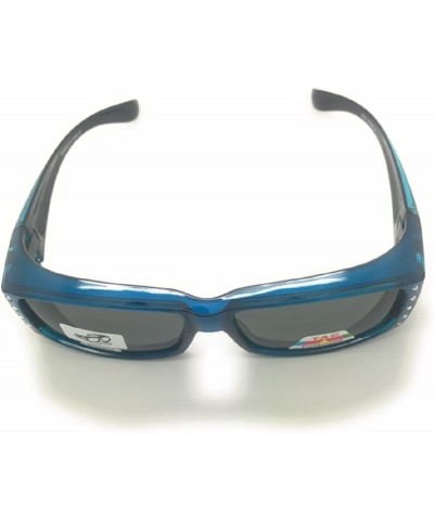 Polarized Rhinestone Sunglasses Fit Over Rectangular Cover Sunglasses Blue $12.72 Rectangular