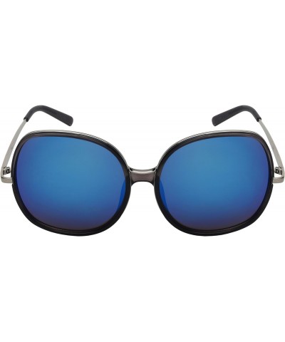 Edge I-Wear Oversized Round Square Women Sunglasses Mirrored Lens 3342-REV-2(CL.GY.buwhtrev) $9.51 Oversized