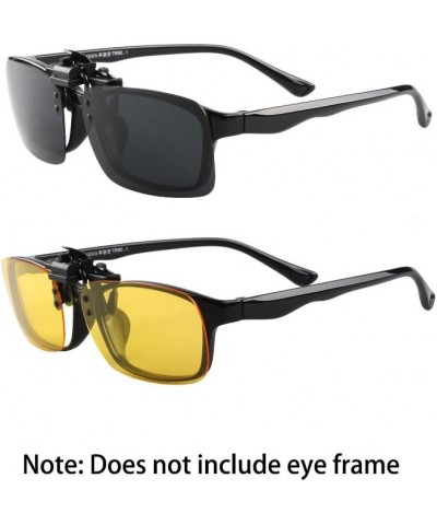 2x Polarized Clip On Sunglasses Flip Up Fit Over Night Vision Glasses Anti Glare Men Women Driving Sports with Box Yellow+gre...