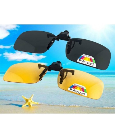 2x Polarized Clip On Sunglasses Flip Up Fit Over Night Vision Glasses Anti Glare Men Women Driving Sports with Box Yellow+gre...