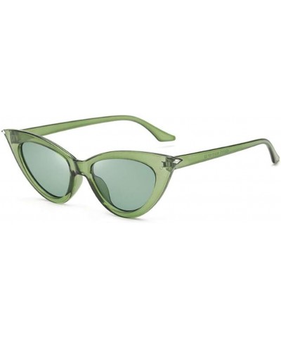 Retro Triangle Sunglasses Narrow Cat Eye Sunglasses for Women Clout Goggles Plastic Frame Green $3.22 Round