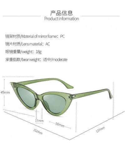 Retro Triangle Sunglasses Narrow Cat Eye Sunglasses for Women Clout Goggles Plastic Frame Green $3.22 Round