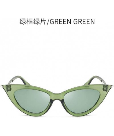 Retro Triangle Sunglasses Narrow Cat Eye Sunglasses for Women Clout Goggles Plastic Frame Green $3.22 Round