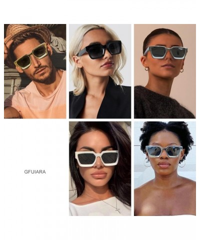 Trendy Square Sunglasses for Men Women Fashion Thick Rectangle Sun Glasses UV Protection Shades Designer Style Silver $11.77 ...