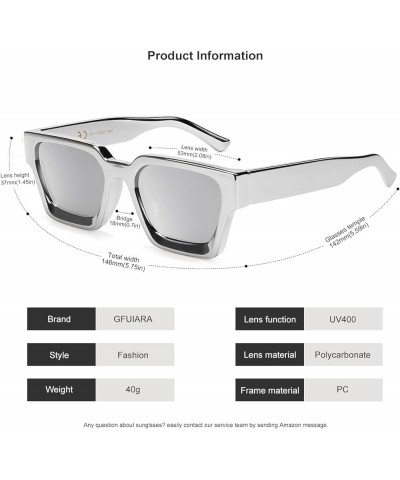 Trendy Square Sunglasses for Men Women Fashion Thick Rectangle Sun Glasses UV Protection Shades Designer Style Silver $11.77 ...