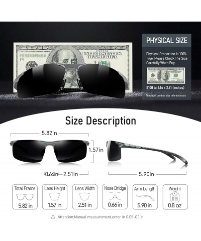 Mens Polarized Sunglasses UV-Protection: Carbon Fiber Sport Black Shades for Men Driving Fishing B-gunmetal Frame Black Lens ...