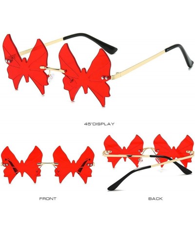 2023 Rimless Butterfly Sunglasses for Women's Personality Fashion Irregular Hip Hop Party Festival Sun Glasses Red $10.91 But...