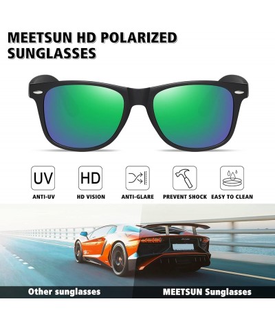 Polarized Sunglasses for Men Women Classic Retro Driving Sun Glasses UV400 Protection S1-matte Black Frame/Green Mirrored Len...