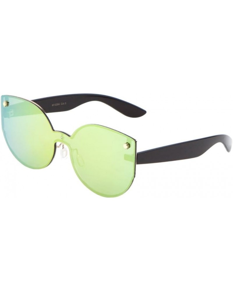 Sun Star Studded One Piece Shield Cat Eye Sunglasses Green $10.95 Cat Eye