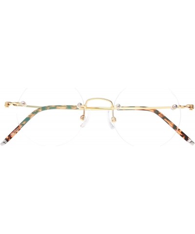 46mm Round Rimless Pure Titanium Reading Glasses for Men Polycarbonate Single Vision UV400 Coating Eyeglasses Reader-Gold||Pl...