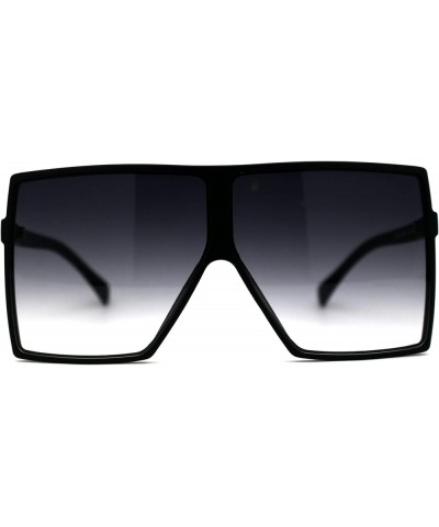 80s Squared Rectangular Thin Plastic Oversize Sunglasses Matte Black Gradient Black $9.51 Rectangular