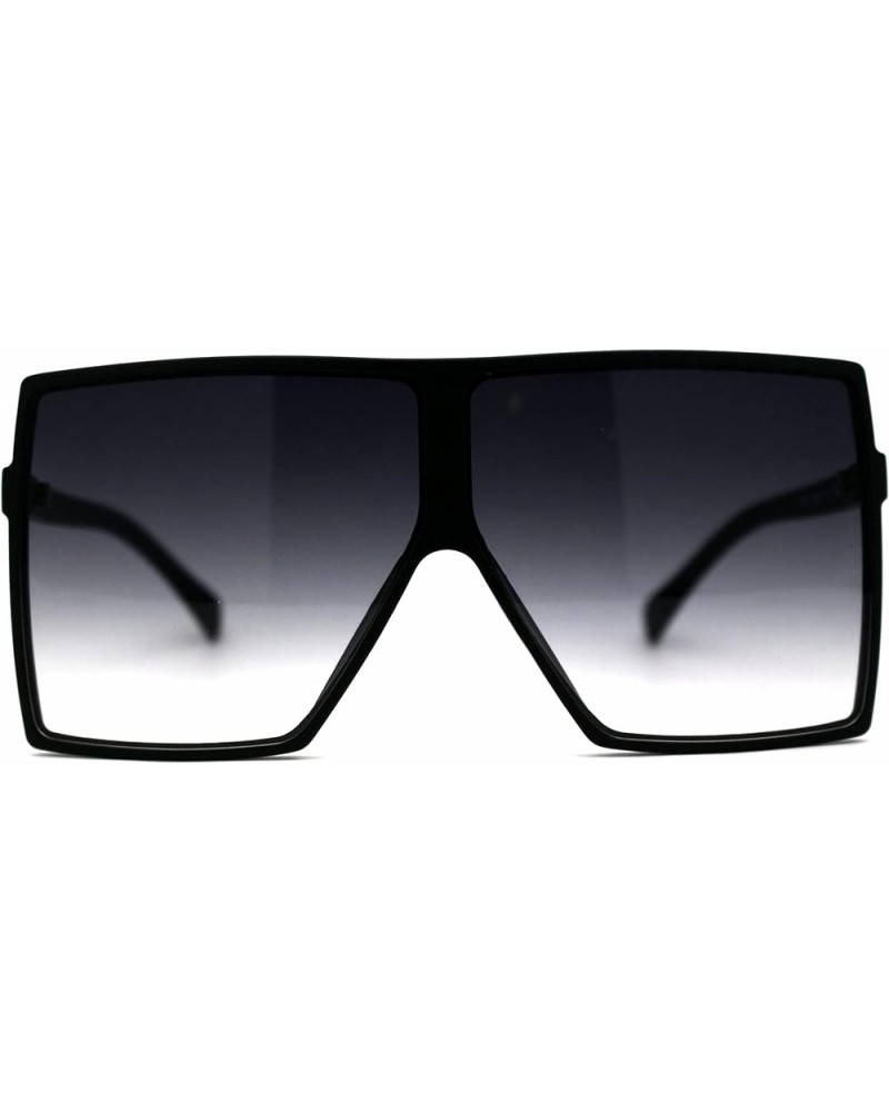 80s Squared Rectangular Thin Plastic Oversize Sunglasses Matte Black Gradient Black $9.51 Rectangular