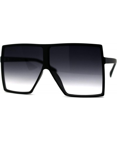 80s Squared Rectangular Thin Plastic Oversize Sunglasses Matte Black Gradient Black $9.51 Rectangular