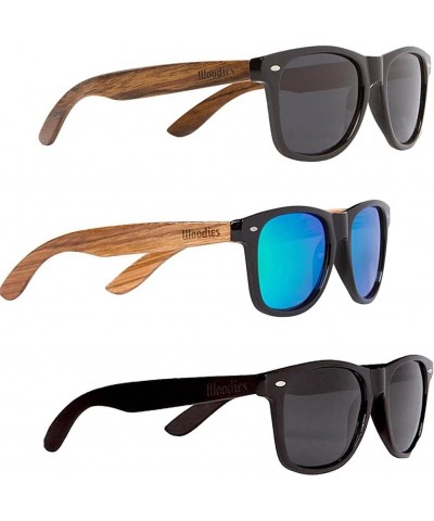 Walnut Zebra and Ebony Wood Sunglasses with Polarized Lenses $35.67 Wayfarer