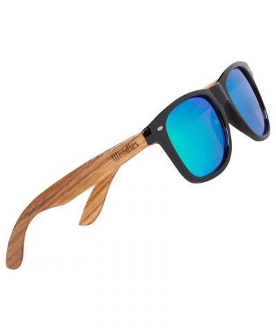 Walnut Zebra and Ebony Wood Sunglasses with Polarized Lenses $35.67 Wayfarer