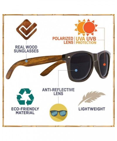 Walnut Zebra and Ebony Wood Sunglasses with Polarized Lenses $35.67 Wayfarer