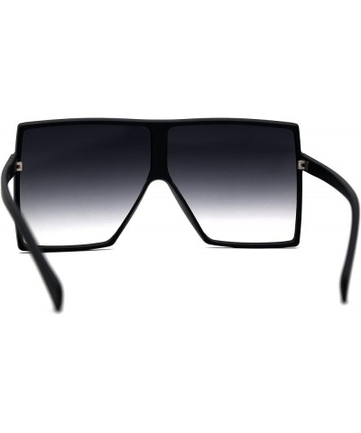 80s Squared Rectangular Thin Plastic Oversize Sunglasses Matte Black Gradient Black $9.51 Rectangular