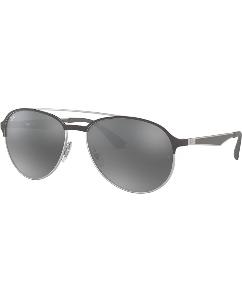 Women's Rb3606 Aviator Sunglasses Matte Grey on Silver/Grey Mirrored Silver Gradient $42.00 Aviator