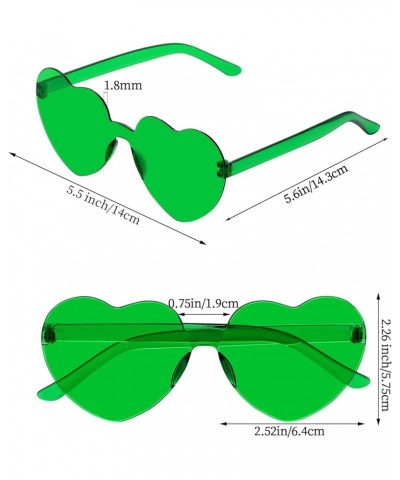 6 Pcs Heart Shape Sunglasses Frameless Transparent Glasses Party Favors for Women Green $6.30 Rimless