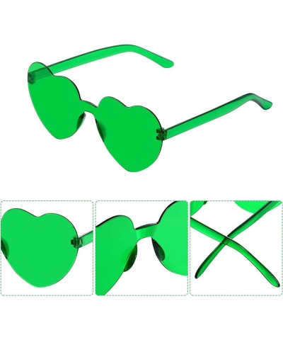 6 Pcs Heart Shape Sunglasses Frameless Transparent Glasses Party Favors for Women Green $6.30 Rimless