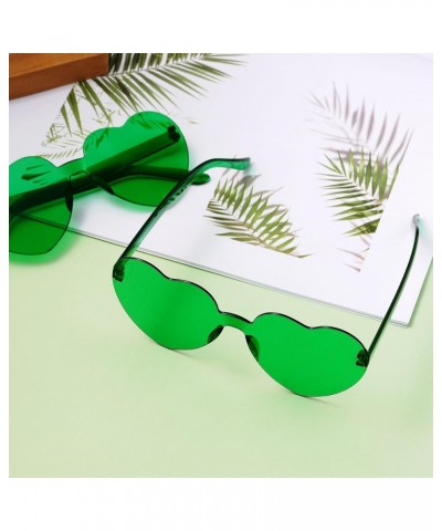 6 Pcs Heart Shape Sunglasses Frameless Transparent Glasses Party Favors for Women Green $6.30 Rimless