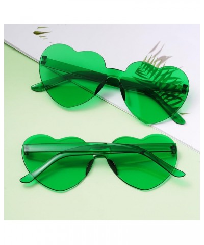 6 Pcs Heart Shape Sunglasses Frameless Transparent Glasses Party Favors for Women Green $6.30 Rimless