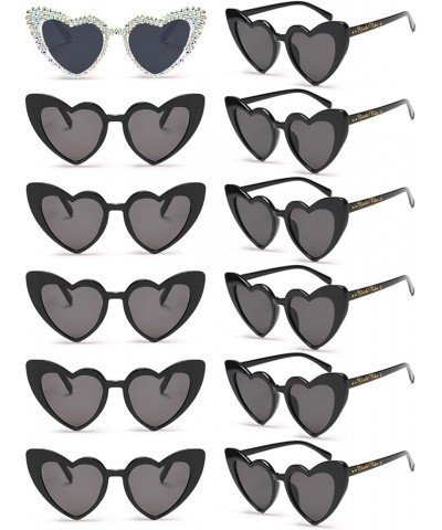 12 Pcs Heart Sunglasses Bachelorette Party, Bridal Shower Favors Bride Tribe Love Glasses Wedding Supplies Rhinestone White+b...