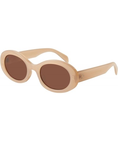 Oval Retro Trendy Sunglasses for Women Cool Cute Fashion 90s Style MS52371 C4 Lightbrown/Brown $10.39 Oval