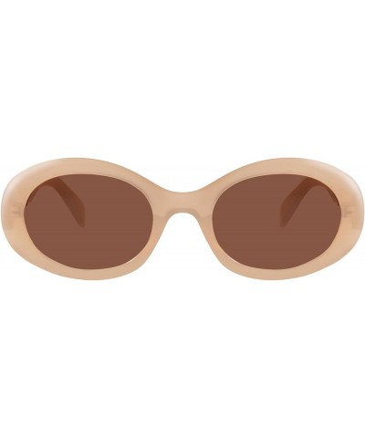 Oval Retro Trendy Sunglasses for Women Cool Cute Fashion 90s Style MS52371 C4 Lightbrown/Brown $10.39 Oval