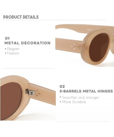 Oval Retro Trendy Sunglasses for Women Cool Cute Fashion 90s Style MS52371 C4 Lightbrown/Brown $10.39 Oval