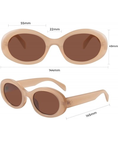 Oval Retro Trendy Sunglasses for Women Cool Cute Fashion 90s Style MS52371 C4 Lightbrown/Brown $10.39 Oval