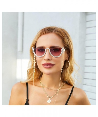 Diamond Fashion with Chain Sunglasses Men and Women Street Photography Decorative Sunglasses (Color : E, Size : 1) 1A $20.07 ...