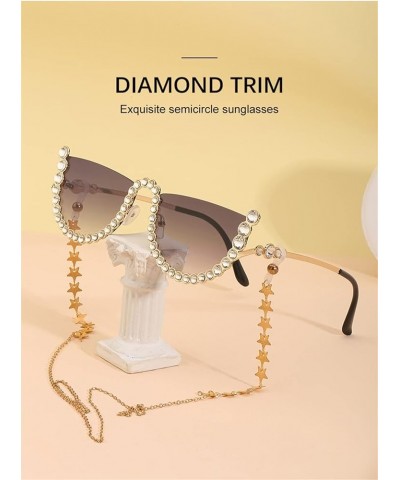 Diamond Fashion with Chain Sunglasses Men and Women Street Photography Decorative Sunglasses (Color : E, Size : 1) 1A $20.07 ...