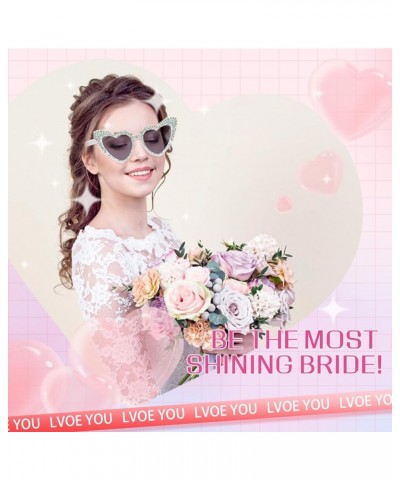 12 Pcs Heart Sunglasses Bachelorette Party, Bridal Shower Favors Bride Tribe Love Glasses Wedding Supplies Rhinestone White+b...