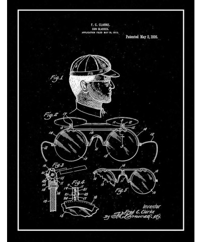 Sunglasses Patent Print Blueprint with Border (8.5" x 11") M15538 16" x 20" Black Matte $11.31 Rectangular