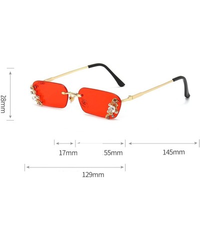 Diamond Sunglasses Women Rimless Vintage Rectangular Crystal Candy Sun Glasses Ladies Rhinestone Sunglass Party Eyewear Purpl...