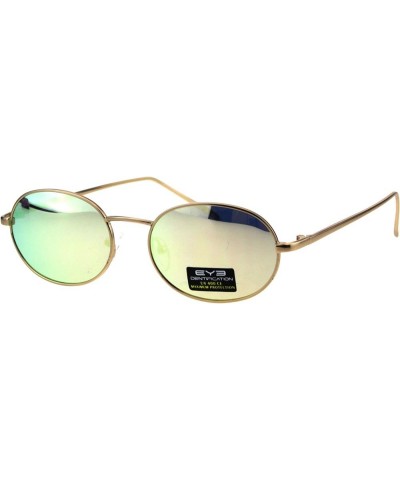 Unisex Oval Sunglasses Metal Frame Vintage Retro Fashion UV 400 Gold (Peach Mirror) $8.61 Oval