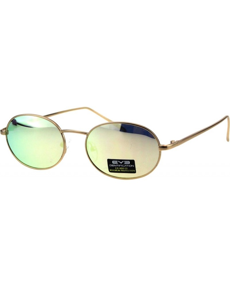 Unisex Oval Sunglasses Metal Frame Vintage Retro Fashion UV 400 Gold (Peach Mirror) $8.61 Oval