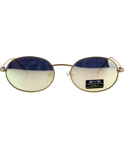 Unisex Oval Sunglasses Metal Frame Vintage Retro Fashion UV 400 Gold (Peach Mirror) $8.61 Oval