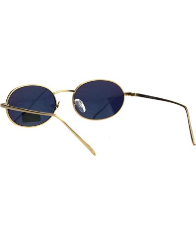 Unisex Oval Sunglasses Metal Frame Vintage Retro Fashion UV 400 Gold (Peach Mirror) $8.61 Oval