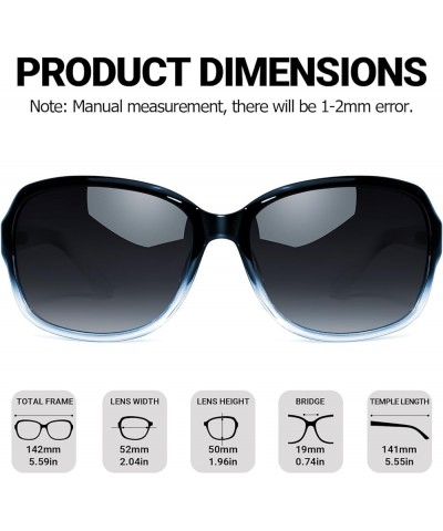 Polarized Sunglasses for Women Retro Oversized Shades with UV400 Protection LS8158 A05 Black Gradient Blue Frame/Gradient Gra...