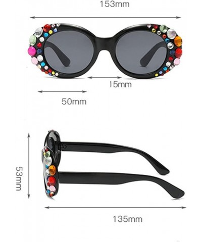 Sunglasses with Colored Diamonds Women's Trendy Oval Frame Flashing Diamonds Female Bling Rhinestones Sun Glasses red $9.50 Oval