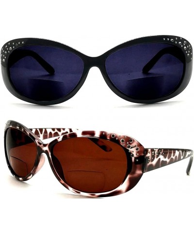 Cateyes Vintage Bifocal Reading Sunglasses for Women Bold Fashion Rhinestone 2 Pack $11.99 Designer