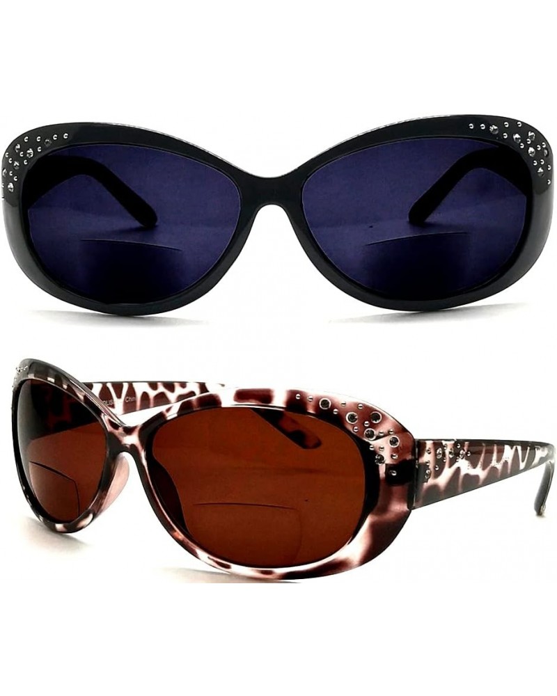 Cateyes Vintage Bifocal Reading Sunglasses for Women Bold Fashion Rhinestone 2 Pack $11.99 Designer