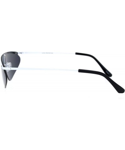 Funky Disco Flat Top Robotic Metal Half Rim Shield Triangle Sunglasses White Black $8.67 Shield