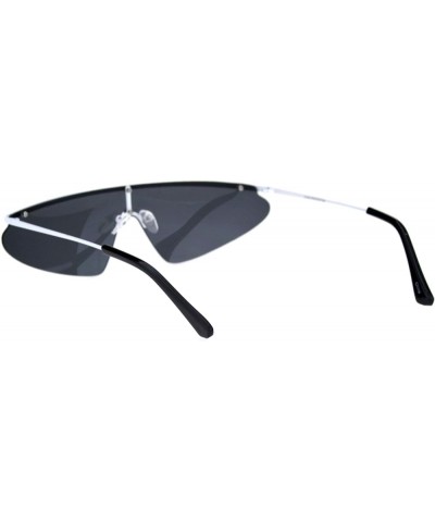 Funky Disco Flat Top Robotic Metal Half Rim Shield Triangle Sunglasses White Black $8.67 Shield