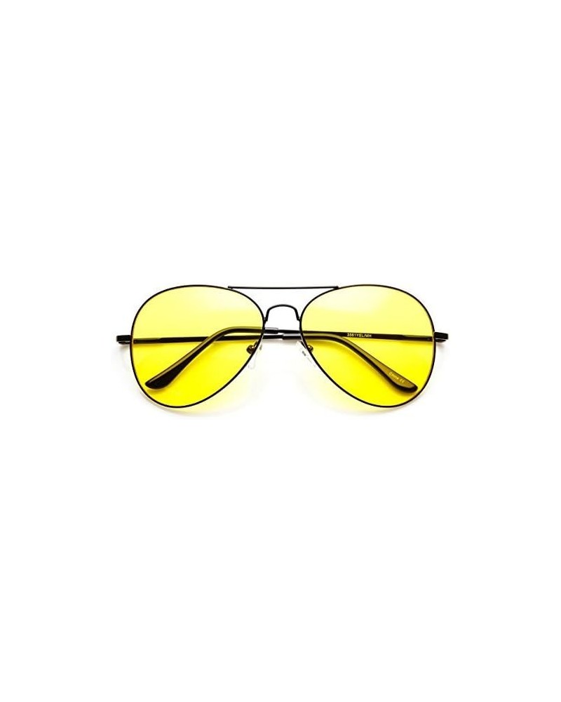 Classic Metal Frame Yellow Tinted Night Driving Aviator Sunglasses Black-black Yellow $8.95 Aviator