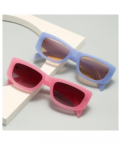 Rectangular Small Frame Fashion Sunglasses for Men and Women (Color : C, Size : 1) 1 G $17.32 Designer