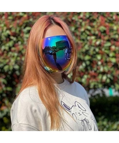 Full Face Sunglasses,Oversized Polarized Tinted Face Shield,Mirrored Face Shield Anti-fog for Outdoor, Futuristic Cycling Bea...