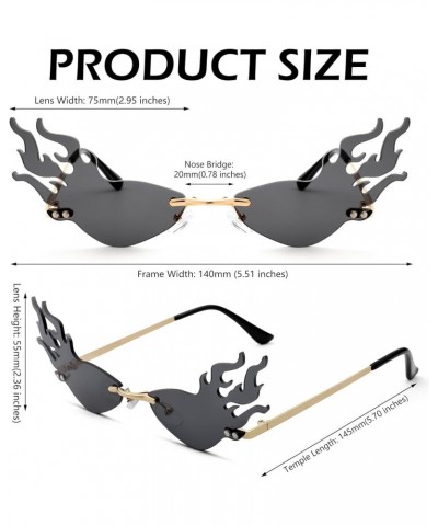 Fire Flame Sunglasses for Women Men Flame Shaped Sun Glasses Wave Fire Shaped Halloween Party Eyewear C8 Fire Grey $4.75 Frame